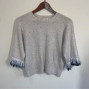 Cozy Gray Sweater with Fringe Details